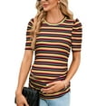 thumbnail image 1 of Maternity Shirts Women's Casual Tops Pregnancy Short Sleeve Striped Ruched Side Tunic Top, 1 of 5