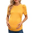 thumbnail image 1 of Maternity Shirts Women's Floral Print Tops Pregnancy Short Sleeve Striped Ruched Side Tunic Top, 1 of 5