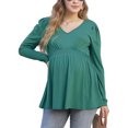 thumbnail image 1 of Maternity Shirts Women's V Neck Floral Maternity Tops Smocked Ruffle Hem Tunic Blouse For Women, 1 of 2