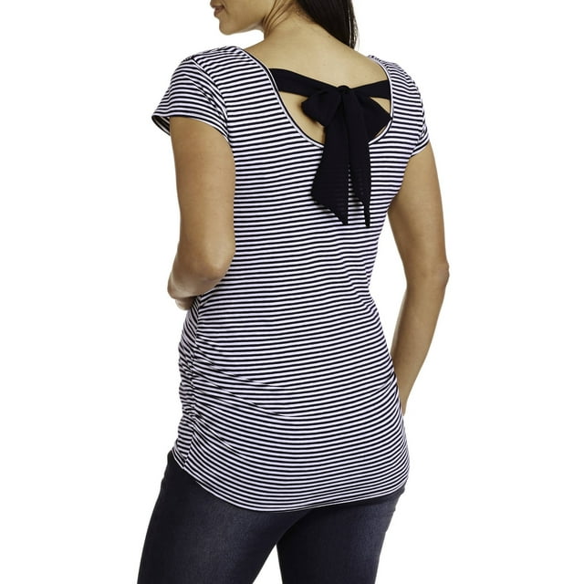 Maternity Short Sleeve Top with Bow Back