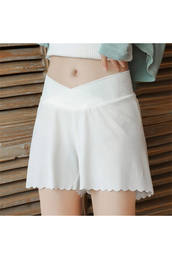 Maternity Shorts,Slip Shorts for Pregnant Women Lace Trim Pettipants Bloomers Split Skirt Culottes Half Slips Under Dresses Shorts