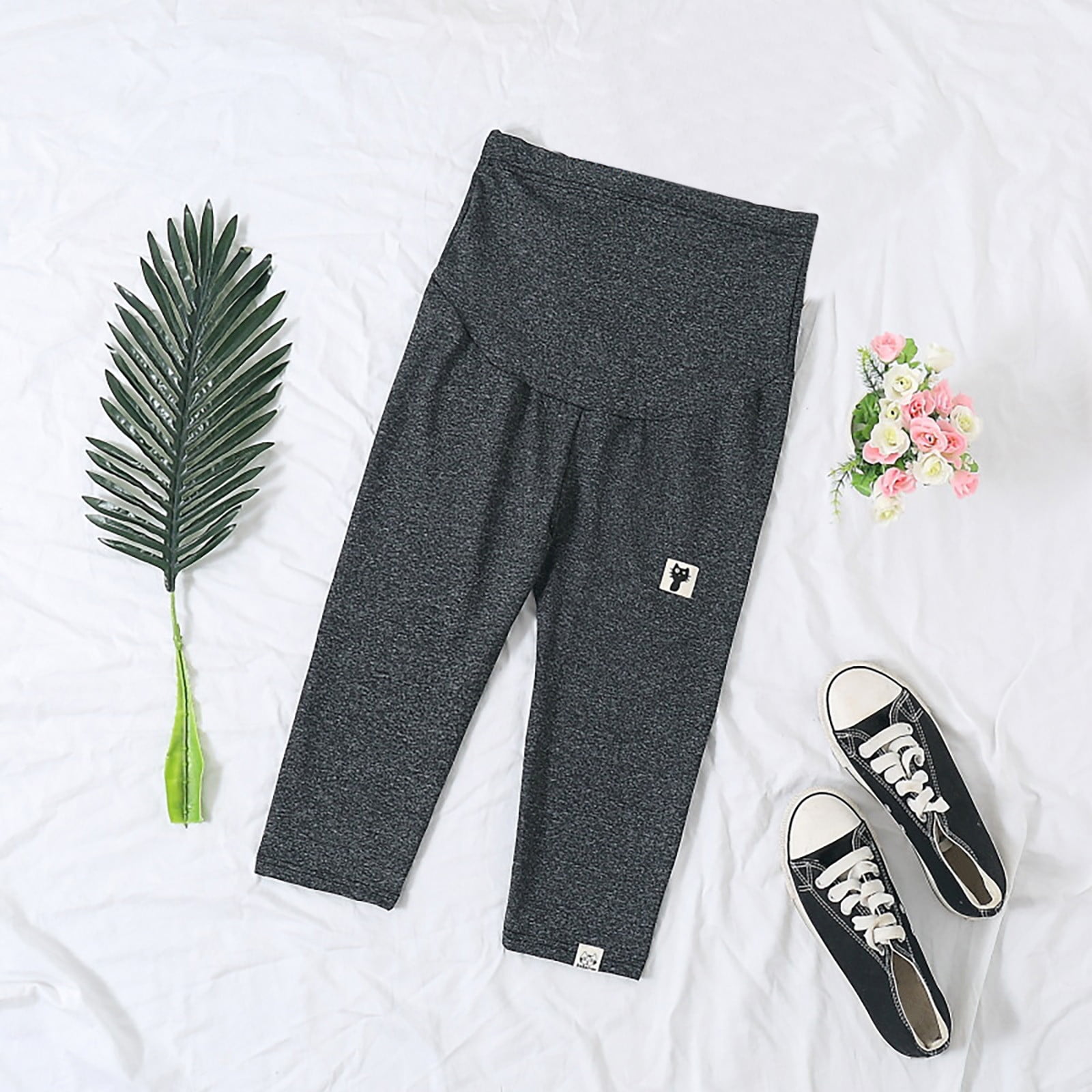 Maternity Shorts Women Solid Shorts Pants Cat Sign Loose Adjustable Maternity Pants Leggings