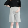 thumbnail image 1 of Maternity Shorts for Women Over The Belly Comfy Summer Loose Adjustable Pregnancy Bermuda Shorts with Pockets, 1 of 4
