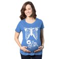 thumbnail image 1 of Maternity Skeleton Baby T Shirt Funny Cute Pregnancy Halloween Tee Announcement (Blue) - M, 1 of 6