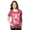 thumbnail image 1 of Maternity Skeleton Baby T Shirt Funny Cute Pregnancy Halloween Tee Announcement (Pink) - L, 1 of 6