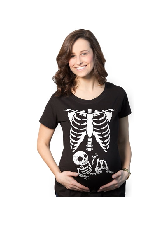 Maternity Skeleton Baby T Shirt Funny Cute Pregnancy Halloween Tee Announcement