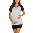 thumbnail image 1 of Maternity Sleep & Lounge Women Maternity Short Sleeve Nursing Baby T Shirt Tops And Pants Breastfeeding Sleepwear Pajamas Set, 1 of 7