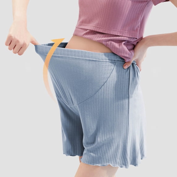 Maternity Sleeping Shorts Adjustable Waist Summer Pregnancy Pajama Shorts Frilly Comfort Sleepwear Lounge Shorts Blue, M