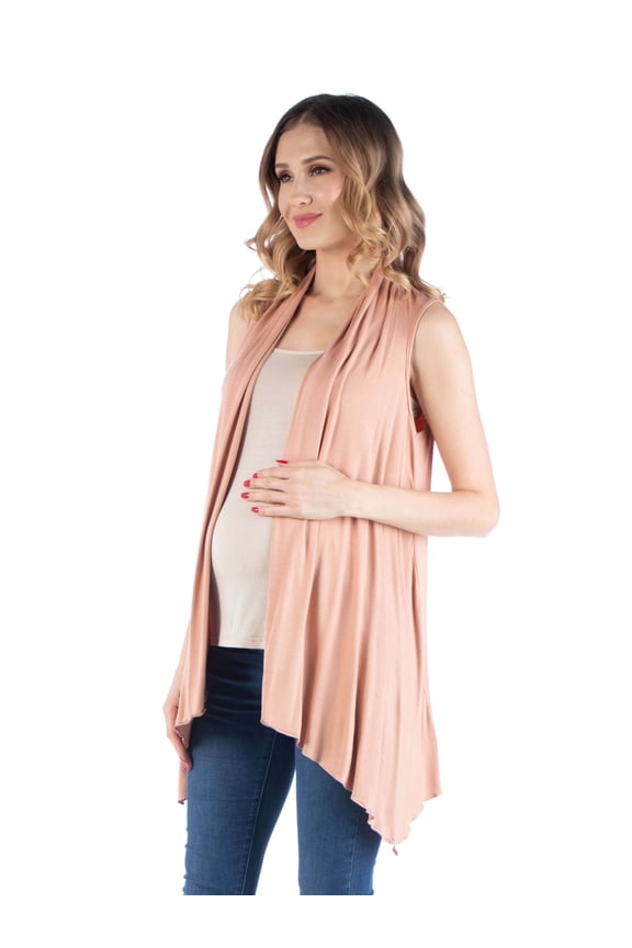 Maternity Sleeveless Cascading Vest Cardigan