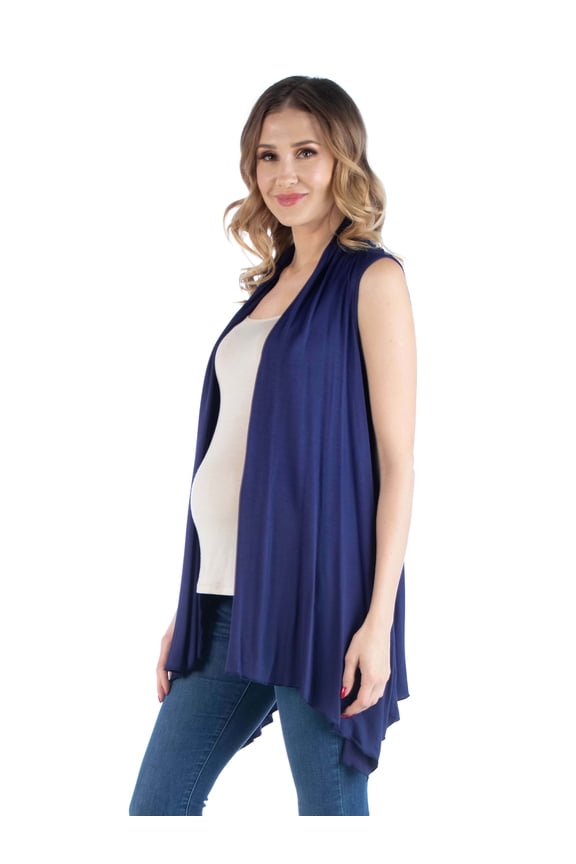 Maternity Sleeveless Cascading Vest Cardigan