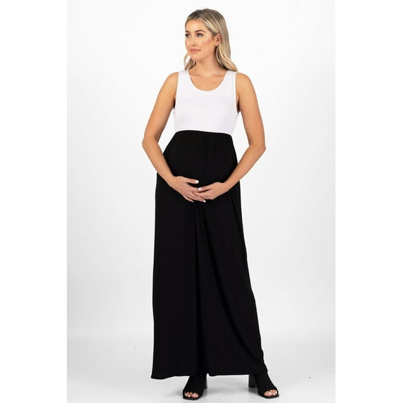 Maternity Sleeveless Color Block Dress