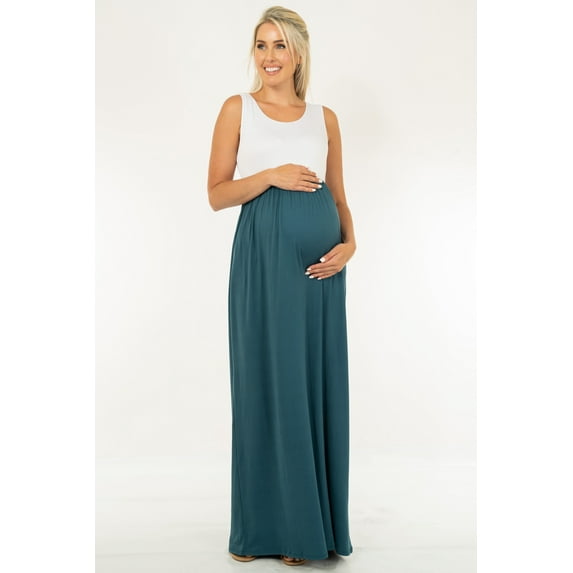 Maternity Sleeveless Color Block Dress