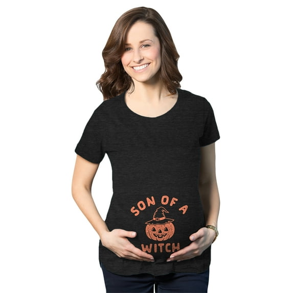 Maternity Son Of A Witch T Shirt Funny Halloween Jack-o-lantern Pregnancy Tee