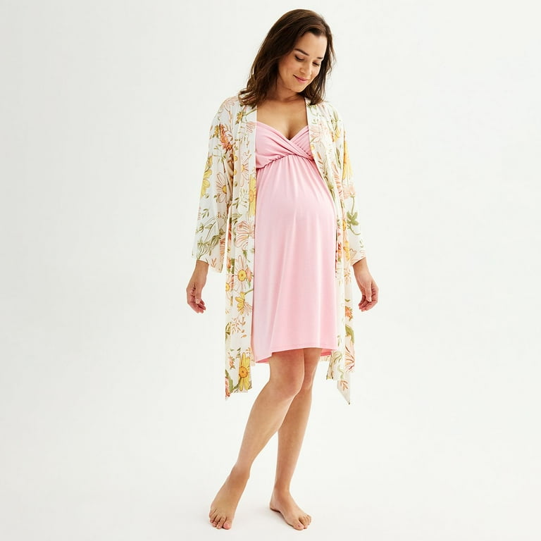 Maternity Sonoma Goods For Life Nursing Nightgown Robe Set Color Orange Flower Size XS MAT Walmart