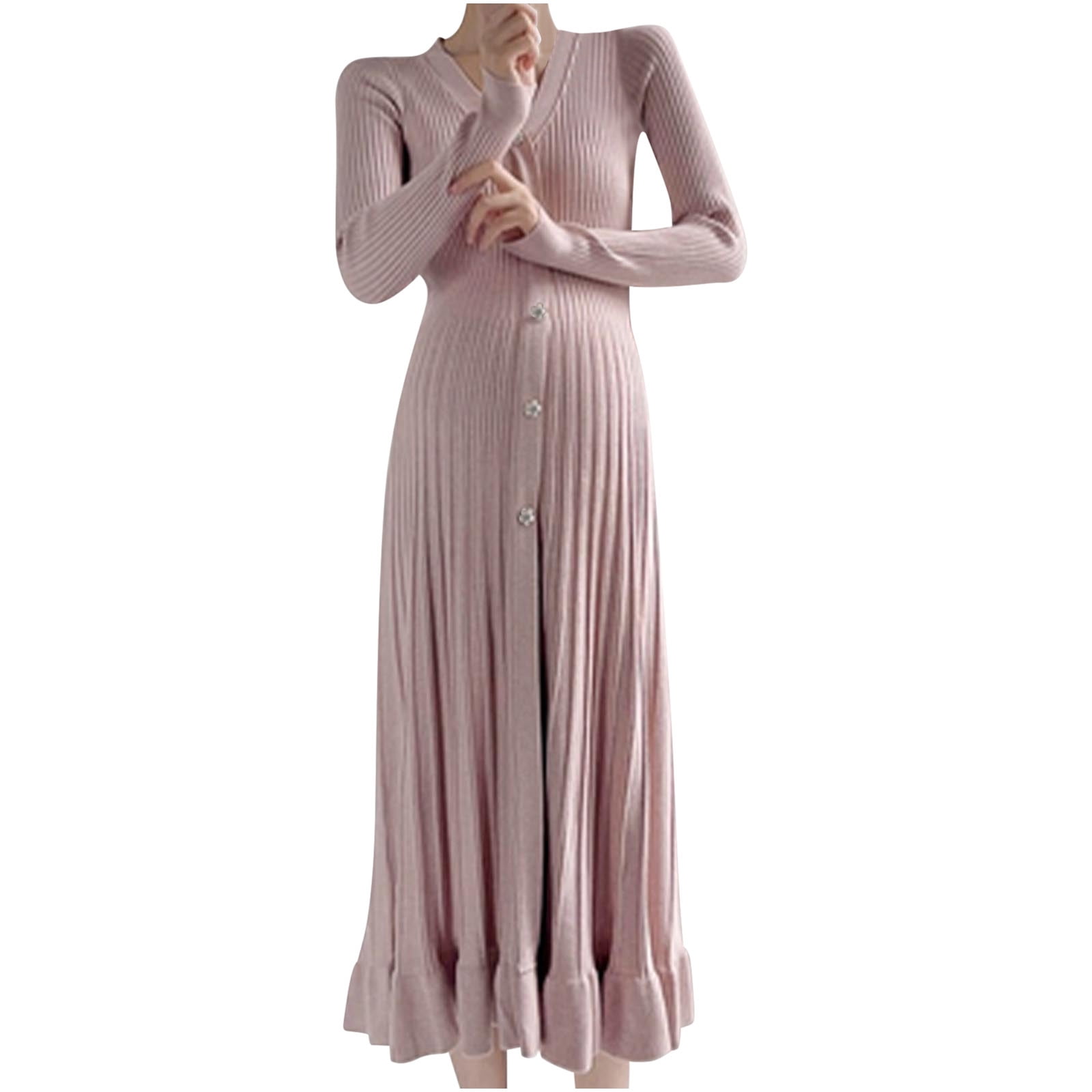 knee length dresses for ladies Aston Bow Front Maxi Sweater Dress in Dark Green