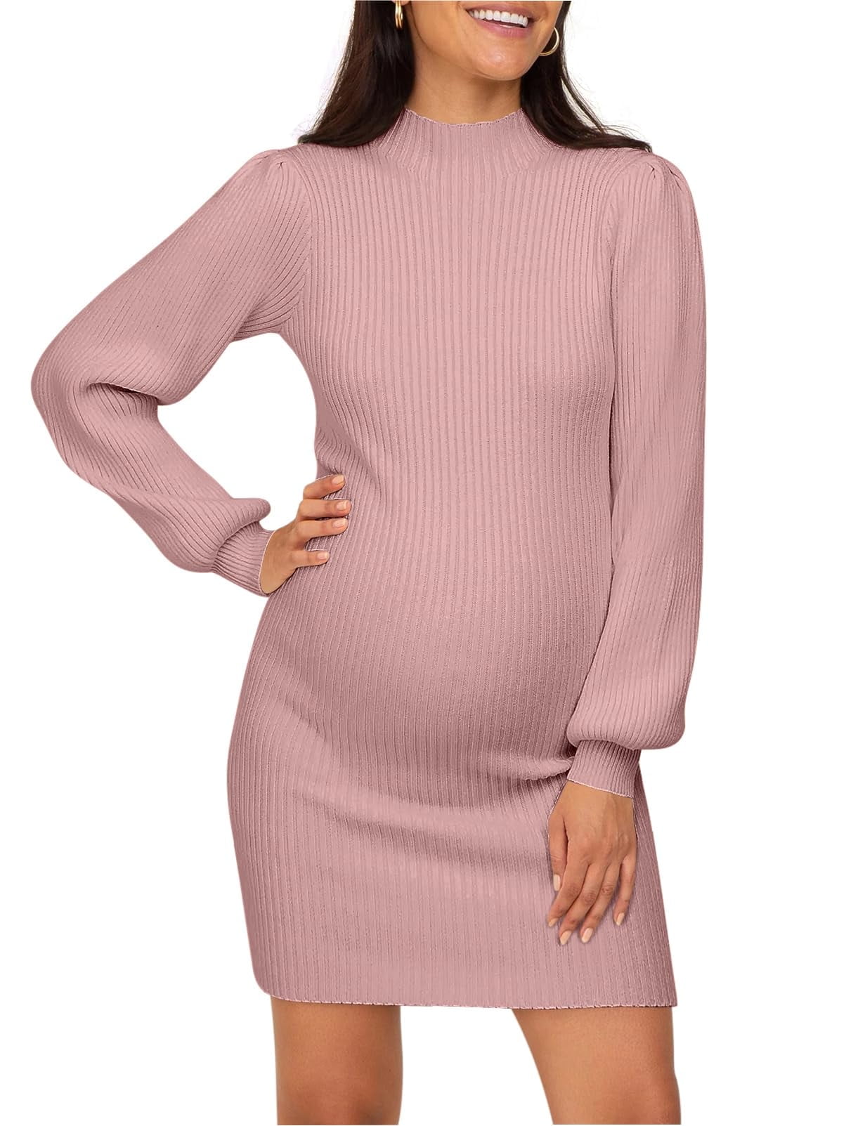 Maternity Sweater Dress for Pregnant Women Turtleneck Puff Sleeve Knit Slim Fit Bodycon Mini Dress - Walmart.com Maternity Sweater Dress for Pregnant Women Turtleneck Puff Sleeve Knit Slim Fit Bodycon Mini Dress - Walmart.com