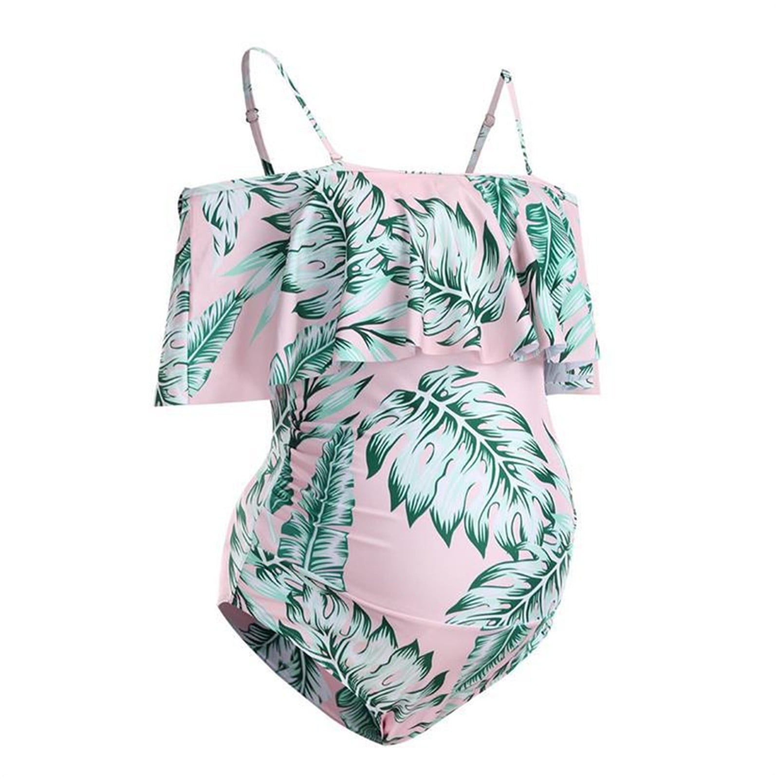 FAFWYP Sexy Flounce Maternity Swimsuit Two Piece Pregnancy Bathing Suit  Pregnant Hawaiian Bikini Beachwear Swimwear Set for Women 