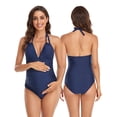 thumbnail image 1 of Maternity Swimsuit with Skirt One Piece Set High Waisted Scalloped Bikini Set Pool Beach Adjustable Straps Pregnancy Bathing Suit, 1 of 9