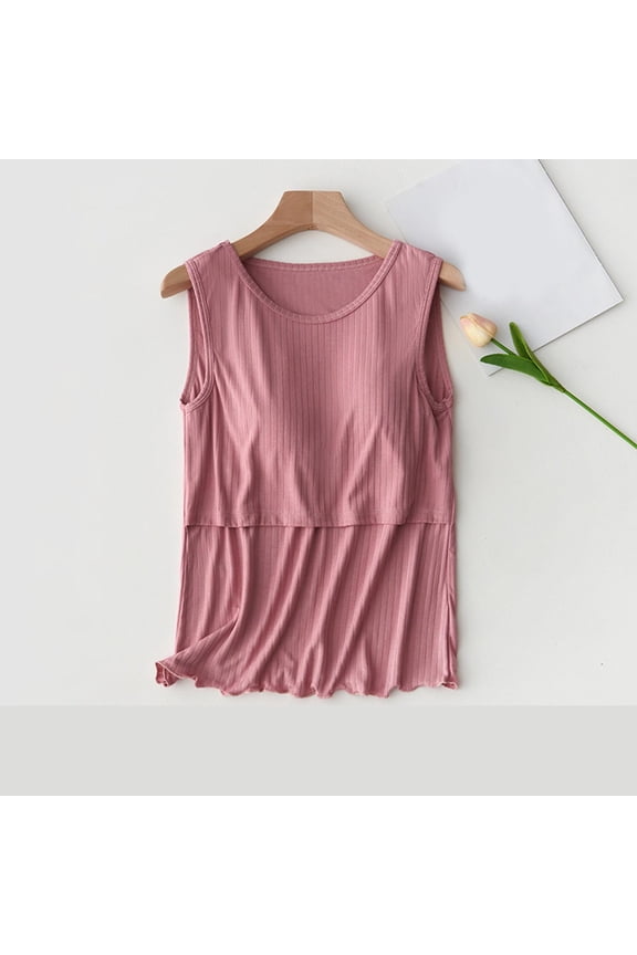 Maternity T Shirt for Womens Nursing Tank Tops Breastfeeding Summer Tees Causal Comfortable Solid Colour Round Neck Tunic Fashion Ladies Blouse Plus Size Pregnancy Clothes Watermelon Red M