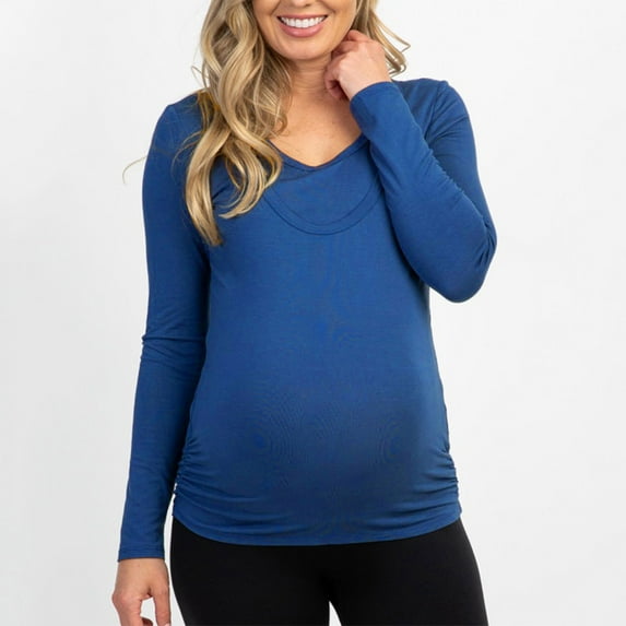 Maternity T Shirts for Women Clearancelong Sleeve Solid Color Womens Blouses Crew Neck Tunic Tops Slim Stretch Soft Comfy Pregnancy Clothes