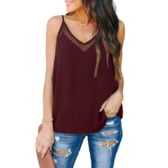 Maternity Tank Top Soft Sheer Mesh Stitching Camisole Lighweight Flowy Sleeveless Solid Shirts