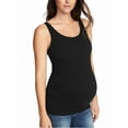 thumbnail image 1 of Maternity Tank Tops Rib Side-Shirred Sleeveless Pregnancy Basic Shirt Black L, 1 of 4