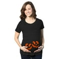 thumbnail image 1 of Maternity Twin Pumpkin Faces T Shirt Cute Halloween Jack-O-Lantern Pregnancy Tee, 1 of 7