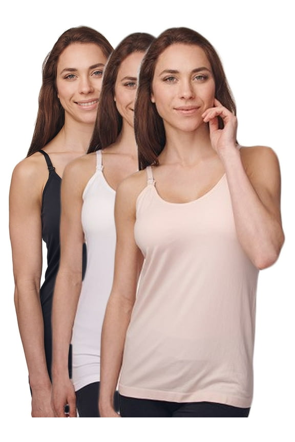 Women’s Adult Maternity Seamless Nursing Cami, 3 Pack