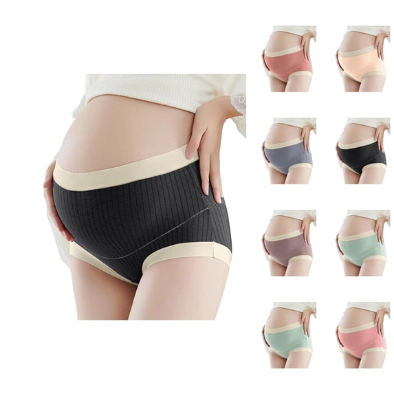 Maternity Underwear for Women over Bump High Waisted Seamless Ribbed Stretch Pregnancy Panties