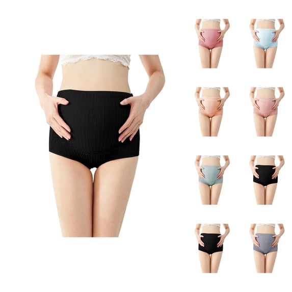 Maternity Underwear for Women over Bump Plus Size High Waisted Ribbed Stretch Breathable Pregnancy Panties