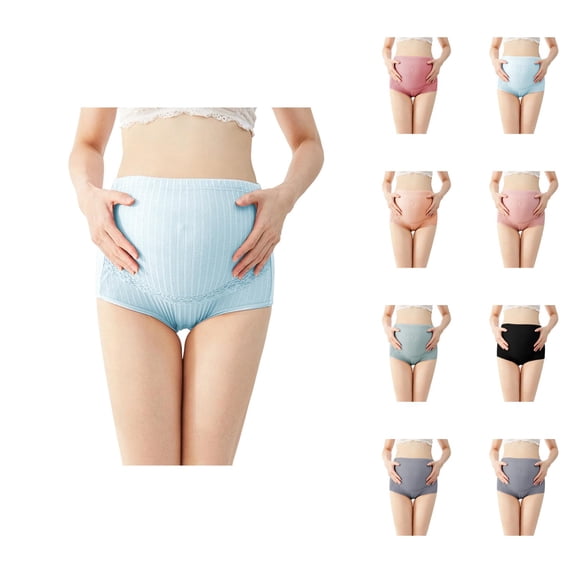 Maternity Underwear for Women over Bump Plus Size High Waisted Ribbed Stretch Breathable Pregnancy Panties