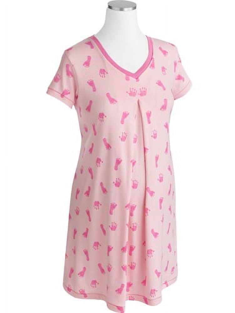 Maternity VNeck Print Nursing Gown