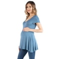 thumbnail image 1 of 24seven Comfort Apparel Maternity V Neck Short Sleeve Swing Tunic Top, 1 of 5