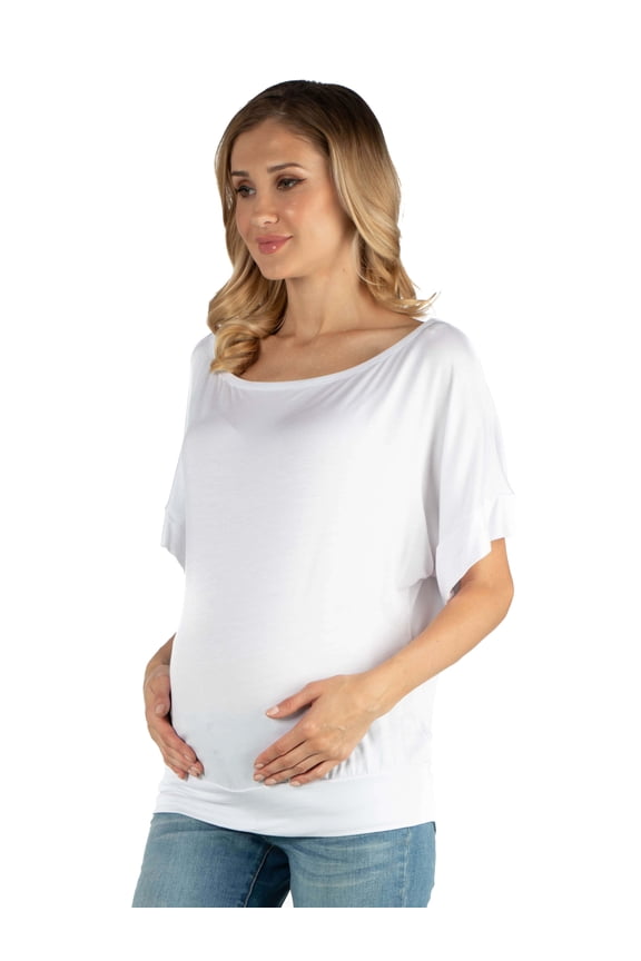 Maternity Wide Boat Neck Dolman Sleeve Top