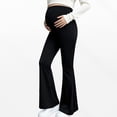 thumbnail image 1 of Maternity Wide Leg Pants, Slightly Flare Pregnancy Yoga Pants with Soft Elastic Belly Support, Breathable Comfortable Maternity Lounge Wear for Casual and Daily Use Black L, 1 of 7