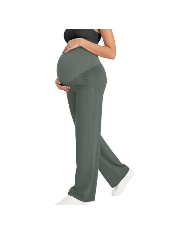 Maternity Wide Leg Yoga Pants for Women High Waist Wide Leg Solid Style Over Belly Support Studio Workout Running Pilates Daily Training Summer Pregnancy Activewear