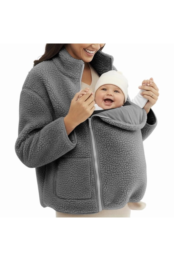 Maternity Winter Coat | 2-In-1 Zip-Up | Fall Winter Fleece Sweatshirt Warm Kids Carrier Jacket | for Daily Wear