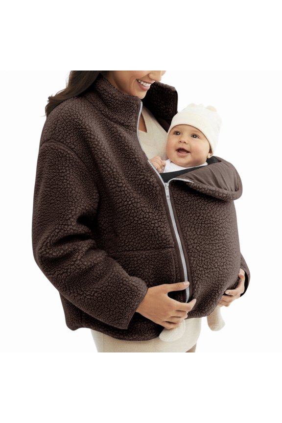 Maternity Winter Coat | 2-In-1 Zip-Up | Fall Winter Fleece Sweatshirt Warm Kids Carrier Jacket | for Daily Wear