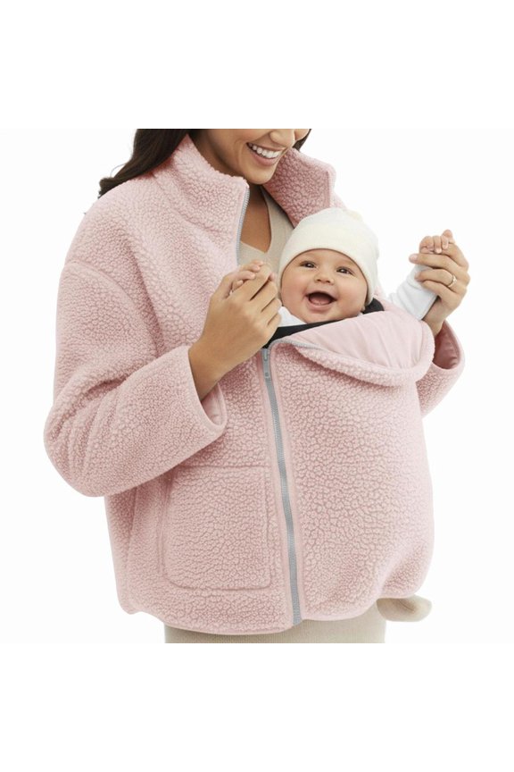 Maternity Winter Coat | 2-In-1 Zip-Up | Fall Winter Fleece Sweatshirt Warm Kids Carrier Jacket | for Daily Wear