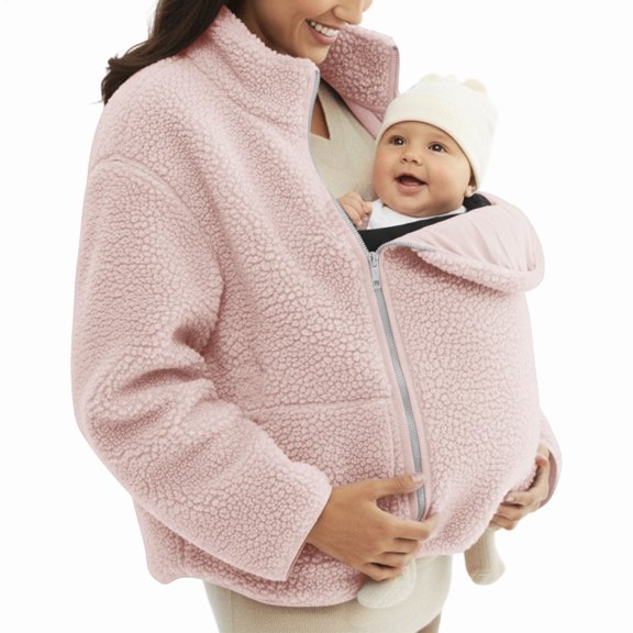 Maternity Winter Coat | 2-In-1 Zip-Up | Fall Winter Fleece Sweatshirt Warm Kids Carrier Jacket | for Daily Wear