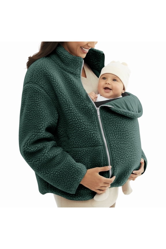 Maternity Winter Coat | 2-In-1 Zip-Up | Fall Winter Fleece Sweatshirt Warm Kids Carrier Jacket | for Daily Wear