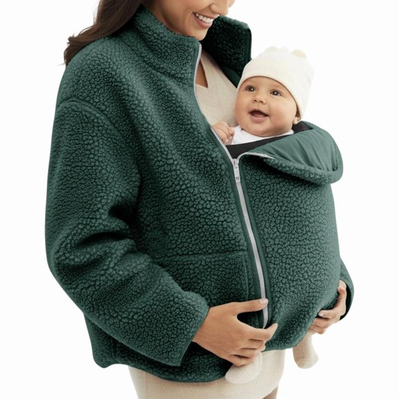 Maternity Winter Coat | 2-In-1 Zip-Up | Fall Winter Fleece Sweatshirt Warm Kids Carrier Jacket | for Daily Wear