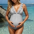 thumbnail image 1 of Maternity Women One-Piece Bathing Suit Graphic Sleeveless Swimsuit Ruffled Floral Print Swimwear For Beach Pool, 1 of 9