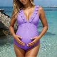 thumbnail image 1 of Maternity Women One-Piece Bathing Suit Graphic Sleeveless Swimsuit Ruffled Floral Print Swimwear For Beach Pool, 1 of 9