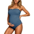 thumbnail image 1 of Maternity Women One-Piece Bathing Suit Solid Color Sleeveless Swimsuit Print Swimwear For Beach Pool Vacation,Sky Blue,SIZE S, 1 of 9