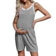 thumbnail image 1 of Maternity Women Solid Color Sleeveless Overalls Casual Loose Jumpsuit Shorts, 1 of 6
