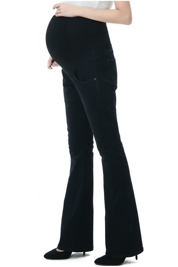 Maternity Women's Flare Leg Denim Jeans - Black/Blue 28