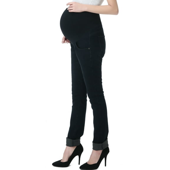 Maternity Women's Straight Leg Denim Jeans - Black/Blue 31