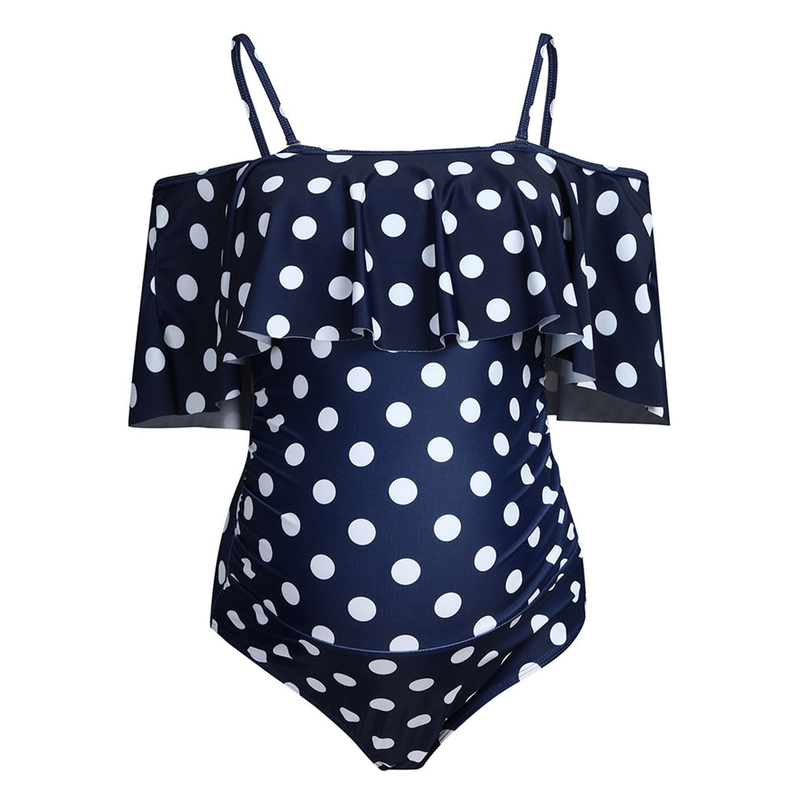 Maternity Womens Swimsuit Bathing Beach Suits Print Ruffles Lace Up