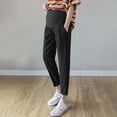 thumbnail image 1 of Maternity Work Pants High Waisted Straight Leg with Belly Support Comfortable Breathable Fabric, 1 of 9
